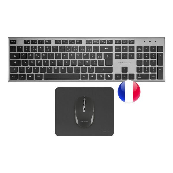 Tacens 6ZENITHFR clavier Souris incluse maison/bureau RF sans fil AZERTY Français Gris